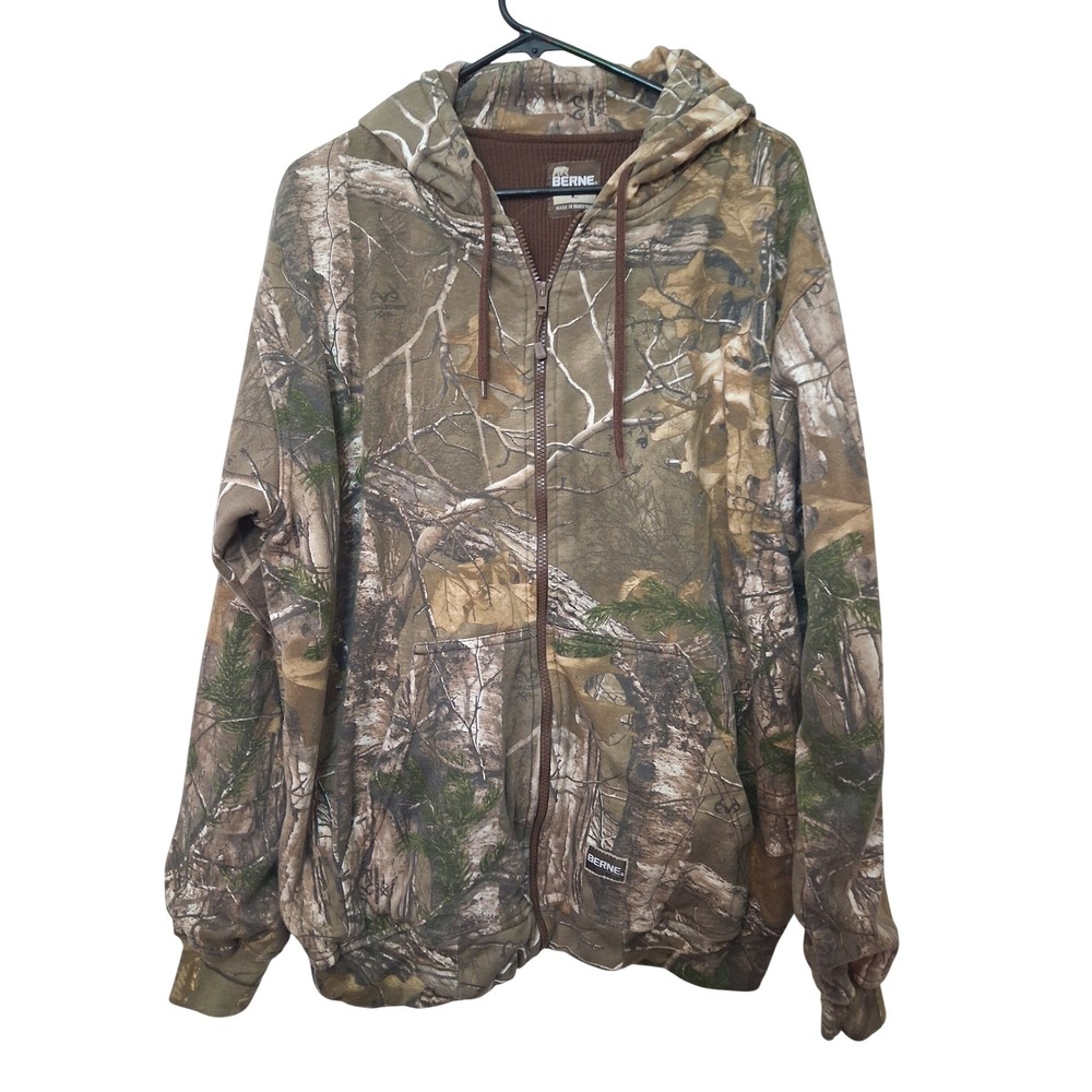 Berne GZ101 Realtree Camo Thermal Lined Zip Hoodie Jacket Men's L 44-46 Hunting
